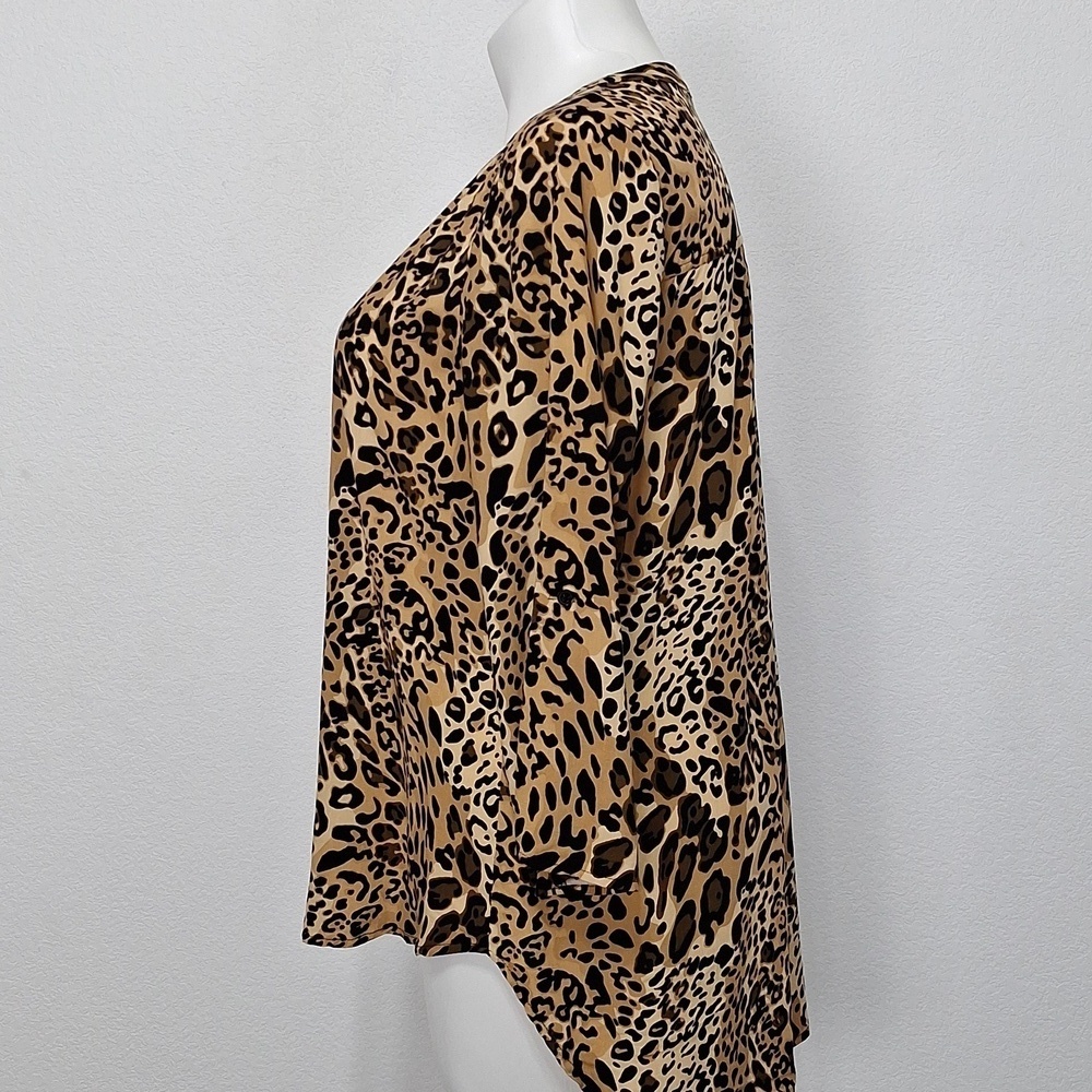 New Directions Brown Black Academia Animal Print Mobwife Relaxed Fit Blouse XL - Picture 4 of 14
